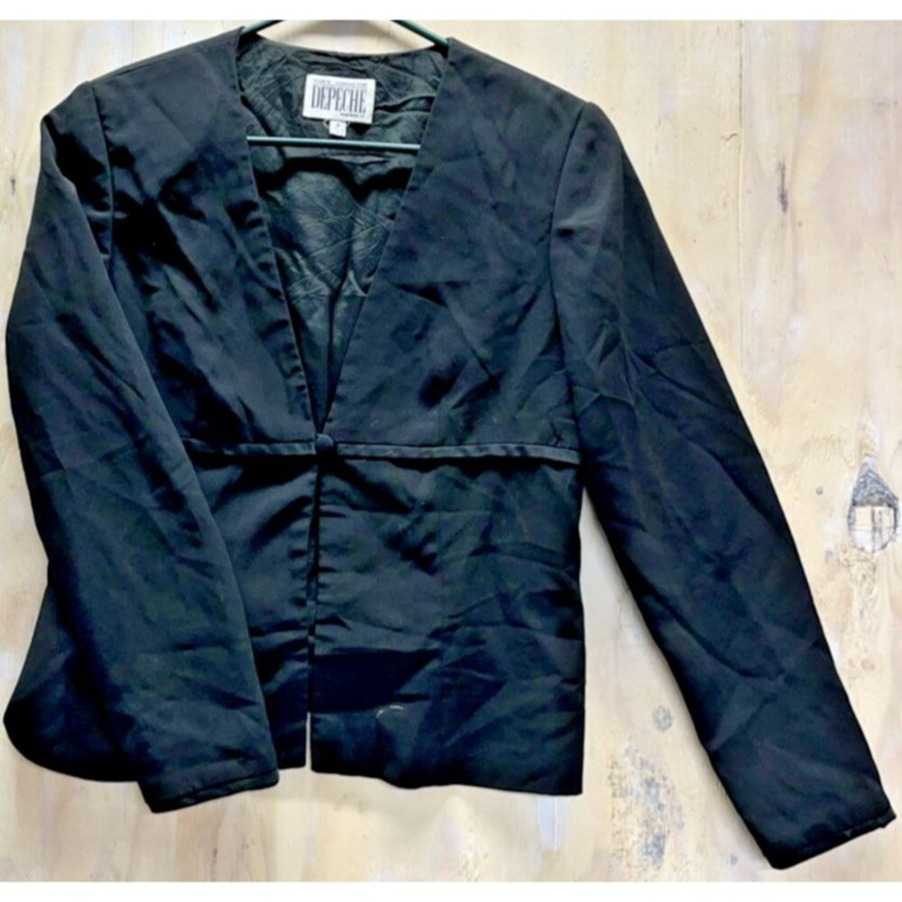Vintage Yves Cossette Depeche Mode Womens Black Blazer Jacket Sz 4